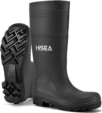 HISEA Men's Rain Boots Waterproof PVC Rubber Boots for Fishing Gardening Working Outdoor